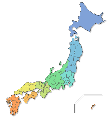 日本地図 (色分けC)